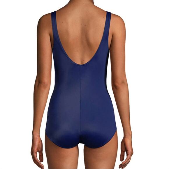 Lands' End Classic Navy Lined One Piece Swimsuit Size 8 - Picture 2 of 9